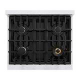 ZLINE 30 in. 4.2 cu. ft. Select Dual Fuel Range with 4 Burner Gas Cooktop and Electric Convection Oven in DuraSnow® Stainless Steel with Black Matte Door (HDRS-BLM-30) - (HDRSBLM30) -