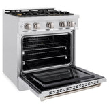 ZLINE 30 in. 4.2 cu. ft. Select Dual Fuel Range with Gas Cooktop and Electric Convection Oven in DuraSnow® Stainless Steel with 4 Brass Burners (HDRS-BR-30) - (HDRSBR30) -