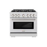 ZLINE 36 in. 5.2 cu. ft. Select Dual Fuel Range with Gas Cooktop and Electric Convection Oven in DuraSnow® Stainless Steel with 6 Brass Burners (HDRS-BR-36) - (HDRSBR36) -