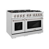 ZLINE 48 in. 6.7 cu. ft. Select Double Oven Dual Fuel Range in DuraSnow® Stainless Steel with 8 Brass Burners (HDRS-BR-48) - (HDRSBR48) -