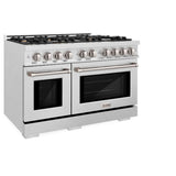 ZLINE 48 in. 6.7 cu. ft. Select Double Oven Dual Fuel Range in DuraSnow® Stainless Steel with 8 Brass Burners (HDRS-BR-48) - (HDRSBR48) -