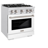 ZLINE 30 in. 4.2 cu. ft. Select Dual Fuel Range with 4 Burner Gas Cooktop and Electric Convection Oven in DuraSnow® Stainless Steel with White Matte Door (HDRS-WM-30) - (HDRSWM30) -