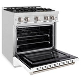 ZLINE 30 in. 4.2 cu. ft. Select Dual Fuel Range with 4 Burner Gas Cooktop and Electric Convection Oven in DuraSnow® Stainless Steel with White Matte Door (HDRS-WM-30) - (HDRSWM30) -