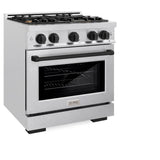 ZLINE Autograph Edition 30 in. 4.2 cu. ft. Select Dual Fuel Range with 4 Burner Gas Cooktop and Electric Convection Oven in DuraSnow® Stainless Steel with Matte Black Accents (HDRSZ-30-MB) - (HDRSZ30MB) -
