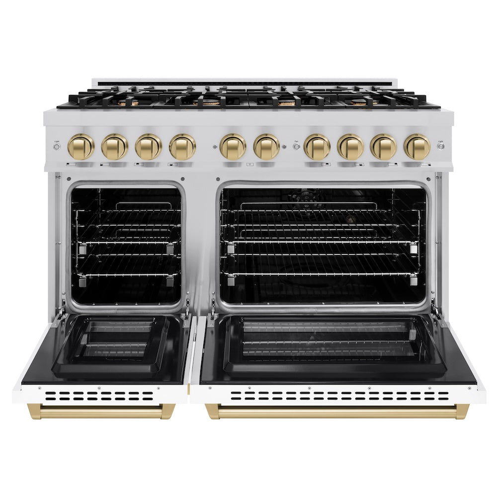 Autograph Edition 48 in. 6.7 cu. ft. Select Double Oven Dual Fuel Range with 8 Burner Gas Cooktop - (HDRSZWM48CB) -