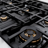 ZLINE Autograph Edition 48 in. 6.7 cu. ft. Select Double Oven Dual Fuel Range with 8 Burner Gas Cooktop in DuraSnow® Stainless Steel with White Matte Doors and Polished Gold Accents (HDRSZ-WM-48-G) - (HDRSZWM48G) -