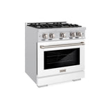 ZLINE 30 in. 4.2 cu. ft. Select Dual Fuel Range with 4 Burner Gas Cooktop and Electric Convection Oven in Stainless Steel with White Matte Door (HDR-WM-30) - (HDRWM30) -