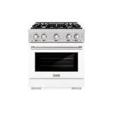 ZLINE 30 in. 4.2 cu. ft. Select Dual Fuel Range with 4 Burner Gas Cooktop and Electric Convection Oven in Stainless Steel with White Matte Door (HDR-WM-30) - (HDRWM30) -