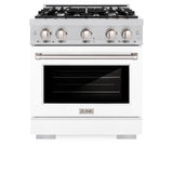 ZLINE 30 in. 4.2 cu. ft. Select Dual Fuel Range with 4 Burner Gas Cooktop and Electric Convection Oven in Stainless Steel with White Matte Door (HDR-WM-30) - (HDRWM30) -