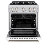 ZLINE 30 in. 4.2 cu. ft. Select Dual Fuel Range with 4 Burner Gas Cooktop and Electric Convection Oven in Stainless Steel with White Matte Door (HDR-WM-30) - (HDRWM30) -