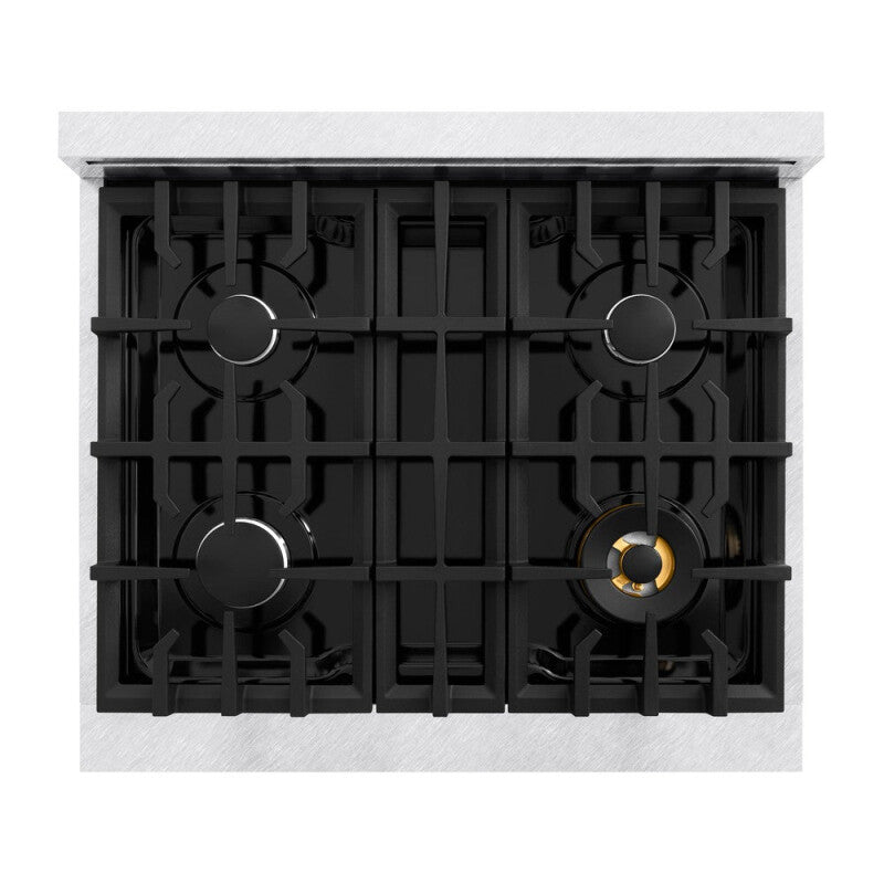 ZLINE 30 in. 4.2 cu. ft. Select Dual Fuel Range with 4 Burner Gas Cooktop and Electric Convection Oven in Stainless Steel with White Matte Door (HDR-WM-30) - (HDRWM30) -