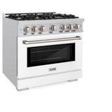 ZLINE 36 in. 5.2 cu. ft. Select Dual Fuel Range with 6 Burner Gas Cooktop and Electric Convection Oven in Stainless Steel with White Matte Door (HDR-WM-36) - (HDRWM36) -