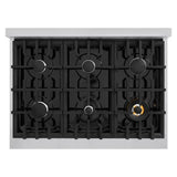 ZLINE 36 in. 5.2 cu. ft. Select Dual Fuel Range with 6 Burner Gas Cooktop and Electric Convection Oven in Stainless Steel with White Matte Door (HDR-WM-36) - (HDRWM36) -
