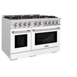 ZLINE 48 in. 6.7 cu. ft. Select Double Oven Dual Fuel Range with 8 Burner Gas Cooktop in Stainless Steel with White Matte Doors (HDR-WM-48) - (HDRWM48) -