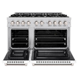 ZLINE 48 in. 6.7 cu. ft. Select Double Oven Dual Fuel Range with 8 Burner Gas Cooktop in Stainless Steel with White Matte Doors (HDR-WM-48) - (HDRWM48) -