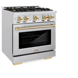 ZLINE Autograph Edition 30 in. 4.2 cu. ft. Select Dual Fuel Range with 4 Burner Gas Cooktop and Electric Convection Oven in Stainless Steel with Polished Gold Accents (HDRZ-30-G) - (HDRZ30G) -