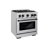 ZLINE Autograph Edition 30 in. 4.2 cu. ft. Select Dual Fuel Range with 4 Burner Gas Cooktop and Electric Convection Oven in Stainless Steel with Matte Black Accents (HDRZ-30-MB) - (HDRZ30MB) -