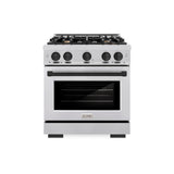 ZLINE Autograph Edition 30 in. 4.2 cu. ft. Select Dual Fuel Range with 4 Burner Gas Cooktop and Electric Convection Oven in Stainless Steel with Matte Black Accents (HDRZ-30-MB) - (HDRZ30MB) -