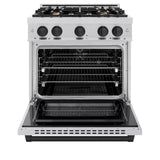 ZLINE Autograph Edition 30 in. 4.2 cu. ft. Select Dual Fuel Range with 4 Burner Gas Cooktop and Electric Convection Oven in Stainless Steel with Matte Black Accents (HDRZ-30-MB) - (HDRZ30MB) -