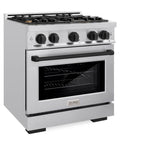 ZLINE Autograph Edition 30 in. 4.2 cu. ft. Select Dual Fuel Range with 4 Burner Gas Cooktop and Electric Convection Oven in Stainless Steel with Matte Black Accents (HDRZ-30-MB) - (HDRZ30MB) -