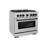 ZLINE Autograph Edition 36 in. 5.2 cu. ft. Select Dual Fuel Range with 6 Burner Gas Cooktop and Electric Convection Oven in Stainless Steel with Matte Black Accents (HDRZ-36-MB) - (HDRZ36MB) -
