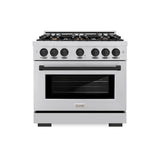ZLINE Autograph Edition 36 in. 5.2 cu. ft. Select Dual Fuel Range with 6 Burner Gas Cooktop and Electric Convection Oven in Stainless Steel with Matte Black Accents (HDRZ-36-MB) - (HDRZ36MB) -