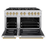 ZLINE Autograph Edition 48 in. 6.7 cu. ft. Select Double Oven Dual Fuel Range with 8 Burner Gas Cooktop in Stainless Steel and Champagne Bronze Accents (HDRZ-48-CB) - (HDRZ48CB) -