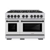 ZLINE Autograph Edition 48 in. 6.7 cu. ft. Select Double Oven Dual Fuel Range with 8 Burner Gas Cooktop in Stainless Steel and Matte Black Accents (HDRZ-48-MB) - (HDRZ48MB) -
