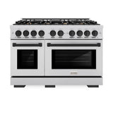 ZLINE Autograph Edition 48 in. 6.7 cu. ft. Select Double Oven Dual Fuel Range with 8 Burner Gas Cooktop in Stainless Steel and Matte Black Accents (HDRZ-48-MB) - (HDRZ48MB) -