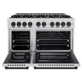 ZLINE Autograph Edition 48 in. 6.7 cu. ft. Select Double Oven Dual Fuel Range with 8 Burner Gas Cooktop in Stainless Steel and Matte Black Accents (HDRZ-48-MB) - (HDRZ48MB) -
