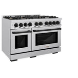 ZLINE Autograph Edition 48 in. 6.7 cu. ft. Select Double Oven Dual Fuel Range with 8 Burner Gas Cooktop in Stainless Steel and Matte Black Accents (HDRZ-48-MB) - (HDRZ48MB) -