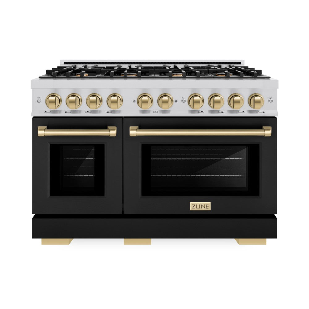Autograph Edition 48 in. 6.7 cu. ft. Select Double Oven Dual Fuel Range with 8 Burner Gas Cooktop - (HDRZBLM48CB) -