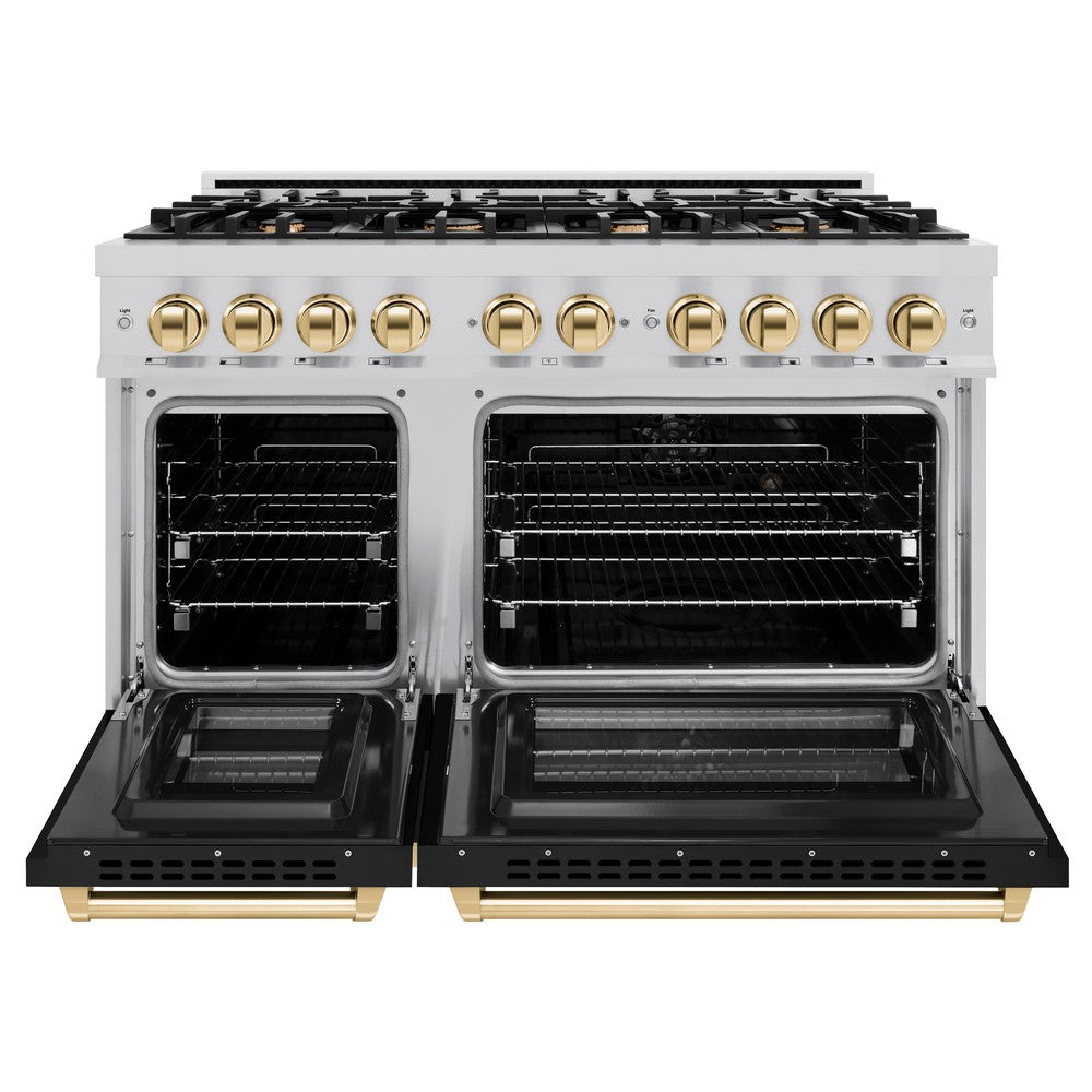 Autograph Edition 48 in. 6.7 cu. ft. Select Double Oven Dual Fuel Range with 8 Burner Gas Cooktop - (HDRZBLM48G) -