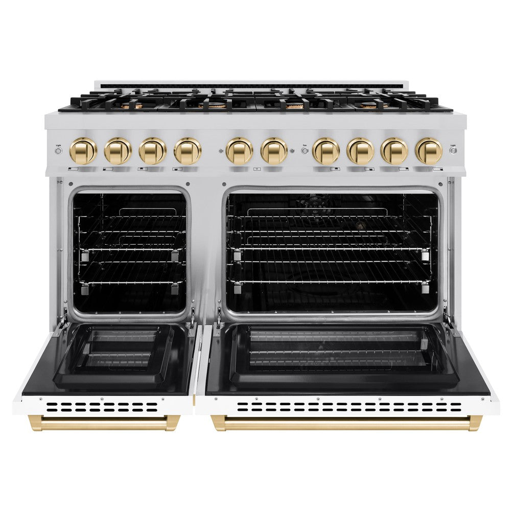 Autograph Edition 48 in. 6.7 cu. ft. Select Double Oven Dual Fuel Range with 8 Burner Gas Cooktop - (HDRZWM48G) -