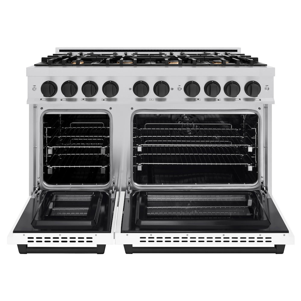 Autograph Edition 48 in. 6.7 cu. ft. Select Double Oven Dual Fuel Range with 8 Burner Gas Cooktop - (HDRZWM48MB) -