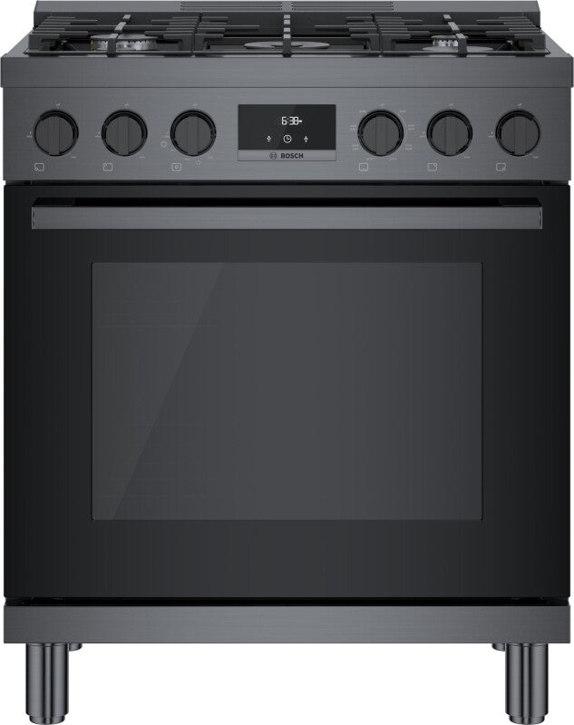 800 Series Dual Fuel Freestanding Range 30" Black Stainless Steel - (HDS8045U) - BOSCH