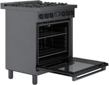 800 Series Dual Fuel Freestanding Range 30" Black Stainless Steel - (HDS8045U) - BOSCH