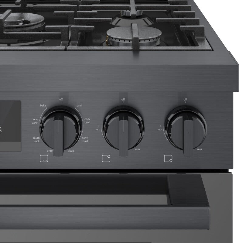 800 Series Dual Fuel Freestanding Range 30" Black Stainless Steel - (HDS8045U) - BOSCH