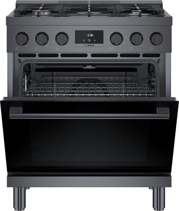800 Series Dual Fuel Freestanding Range 30" Black Stainless Steel - (HDS8045U) - BOSCH