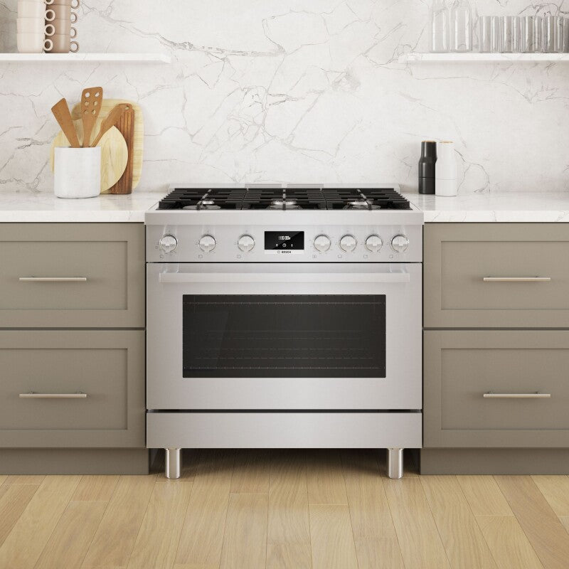 800 Series Dual Fuel Freestanding Range 36" Stainless Steel - (HDS8655U) - BOSCH