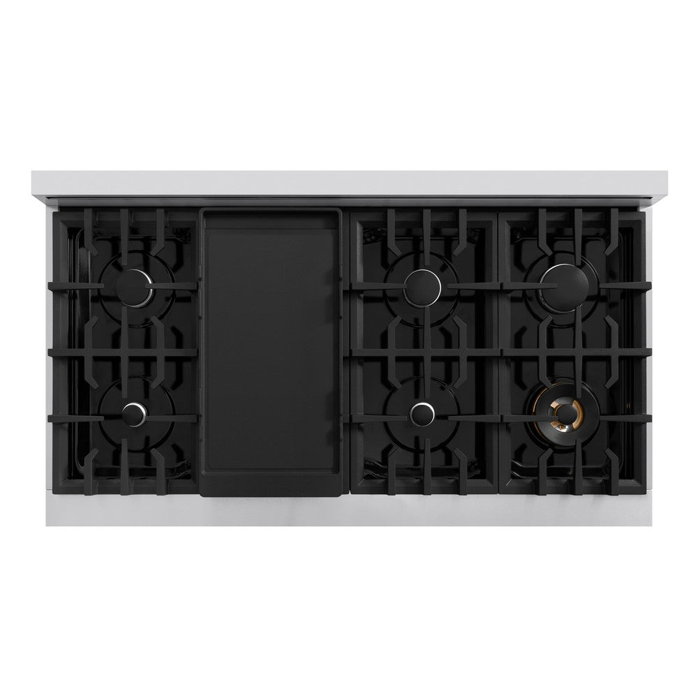 48 in. 6.7 cu. ft. Select Double Oven Gas Range with 8 Burner Cooktop - (HGRBLM48) -