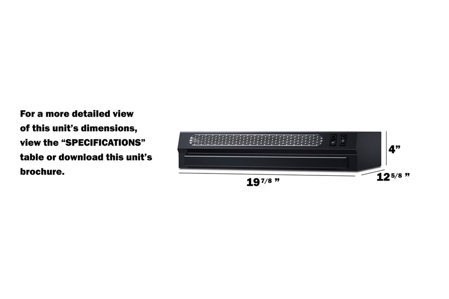 20" Wide Under Cabinet Range Hood (PTC) - (HRTX20BPTC)