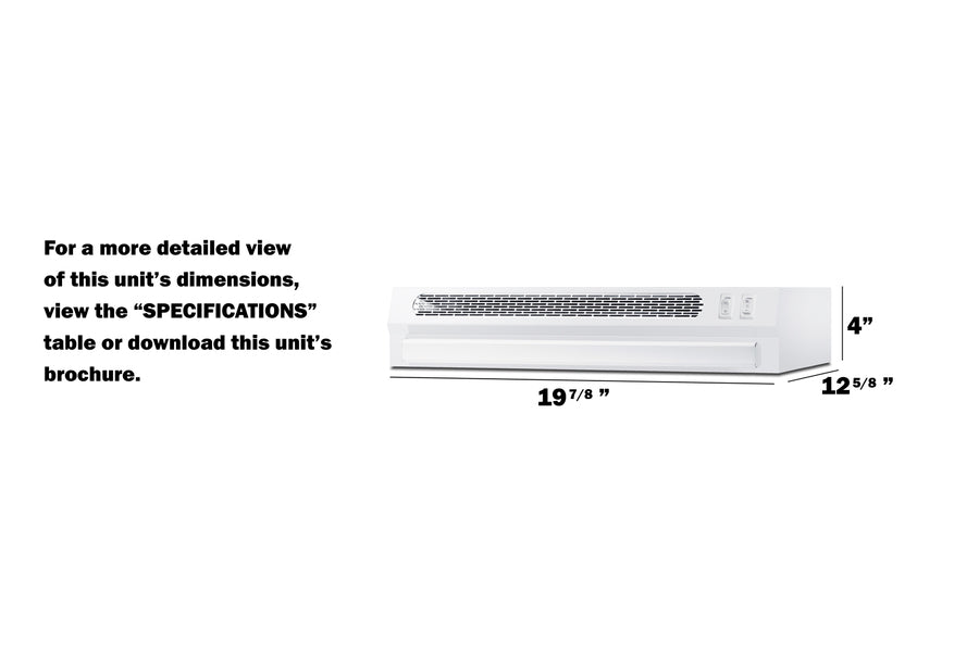 20" Wide Under Cabinet Range Hood (ADA Compliant) - (HRTX20WADA)