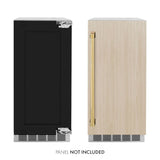ZLINE Autograph Edition 15 in. Touchstone Clear Cube Ice Maker with Drain Pump and Panel Ready Door with Polished Gold Handle (ICCDPZ-15-G) - (ICCDPZ15G) -