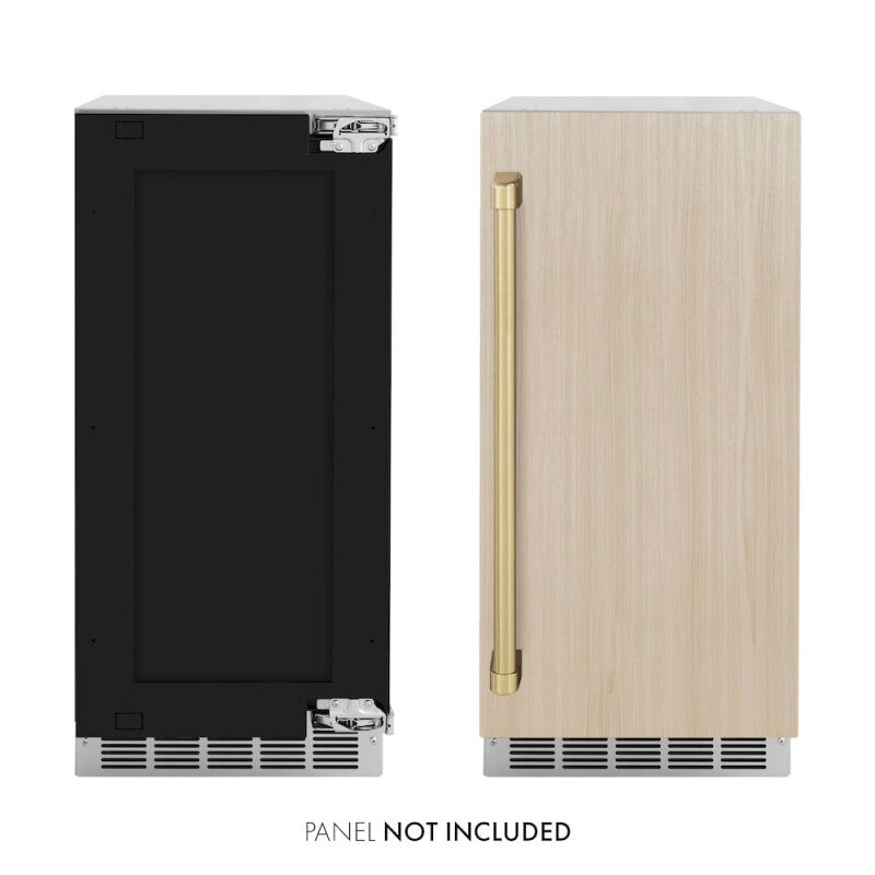 ZLINE Autograph Edition 15 in. Touchstone Gourmet Ice Maker with Drain Pump and Panel Ready Door with Champagne Bronze Handle (IGMDPZ-15-CB) - (IGMDPZ15CB) -
