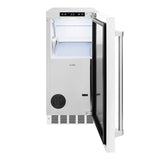 15 in. Touchstone Gourmet Ice Maker with Drain Pump and White Matte Door - (IGMDWM15) -