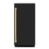 ZLINE Autograph Edition 15 in. Touchstone Gourmet Ice Maker with Drain Pump and Black Matte Door with Polished Gold Handle (IGMDZ-BLM-15-G) - (IGMDZBLM15G) -