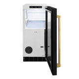 ZLINE Autograph Edition 15 in. Touchstone Gourmet Ice Maker with Drain Pump and Black Matte Door with Polished Gold Handle (IGMDZ-BLM-15-G) - (IGMDZBLM15G) -