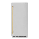 ZLINE Autograph Edition 15 in. Touchstone Gourmet Ice Maker with Drain Pump and Satin Stainless Steel Door with Champagne Bronze Handle (IGMDZ-SN-15-CB) - (IGMDZSN15CB) -