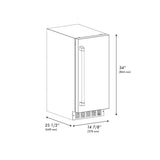 ZLINE Autograph Edition 15 in. Touchstone Gourmet Ice Maker with Drain Pump and Satin Stainless Steel Door with Champagne Bronze Handle (IGMDZ-SN-15-CB) - (IGMDZSN15CB) -